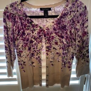 White House Black Market Floral Print Cardigan